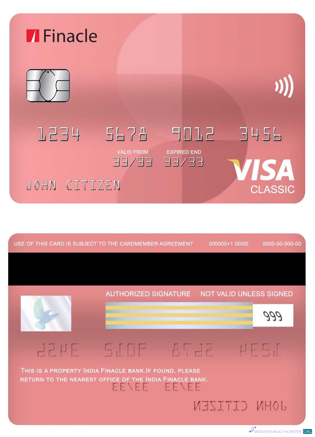Download India Finacle bank visa classic card Photoshop template